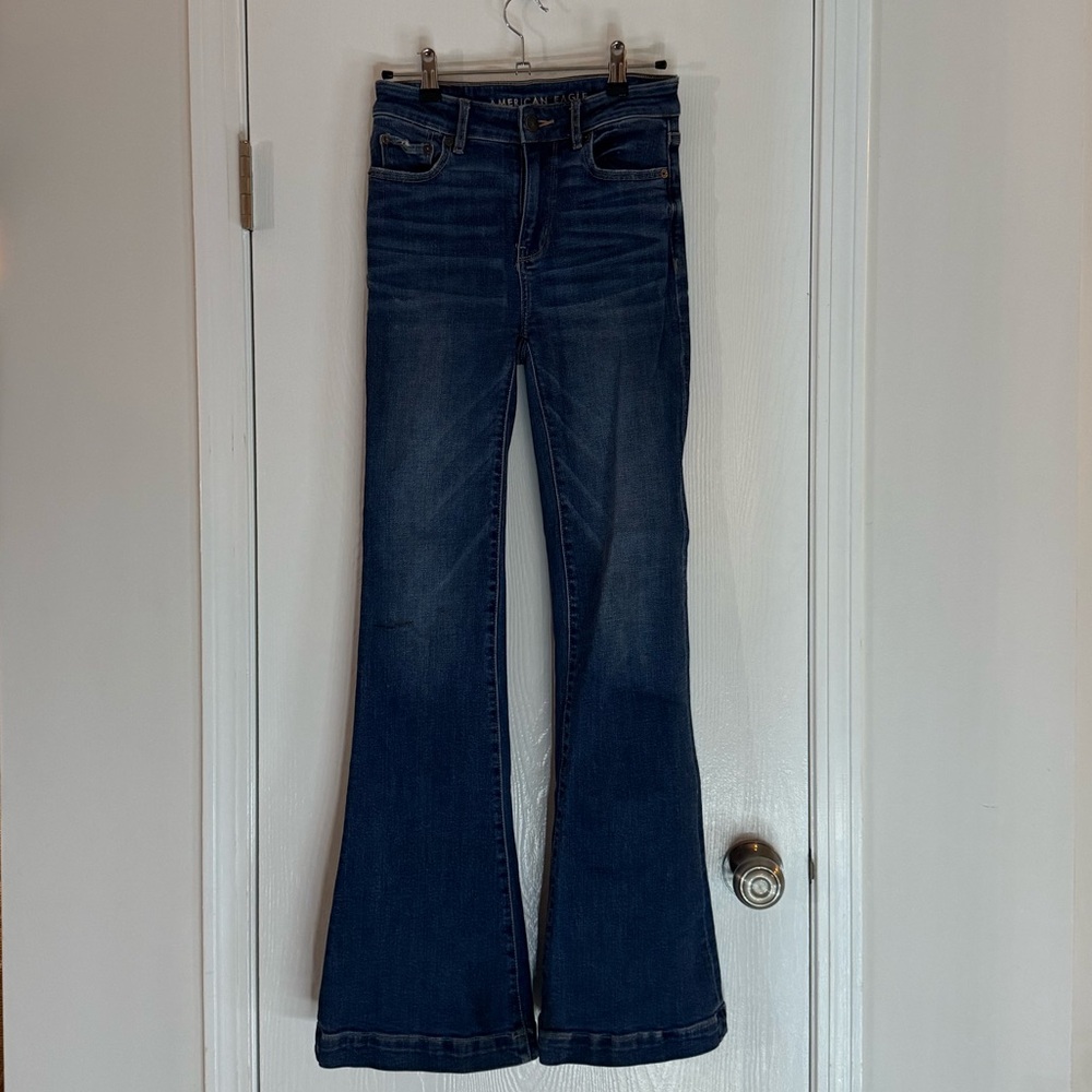 American eagle super high rise flare jean 00 regular